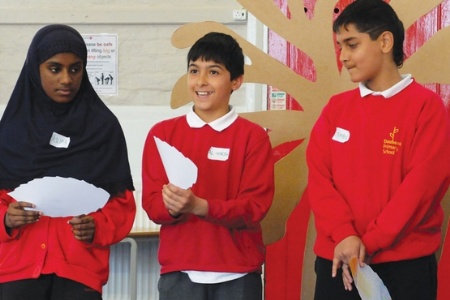 Three school children