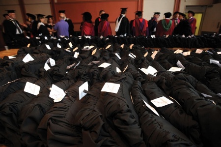 Pile of university gowns