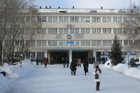 Building surrounded by snow