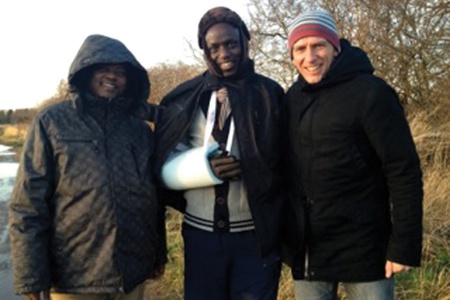 Antoine with James while recovering