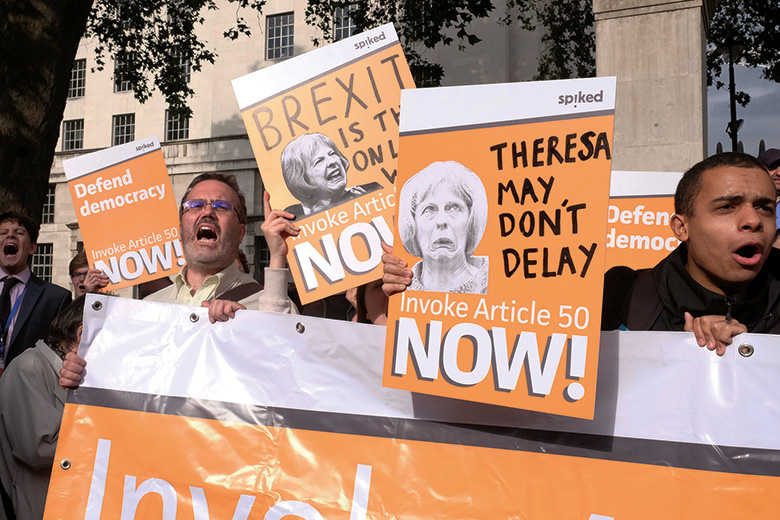 Brexit supporters calling for Article 50 to be invoked, London Brexit supporters calling for Article 50 to be invoked, London