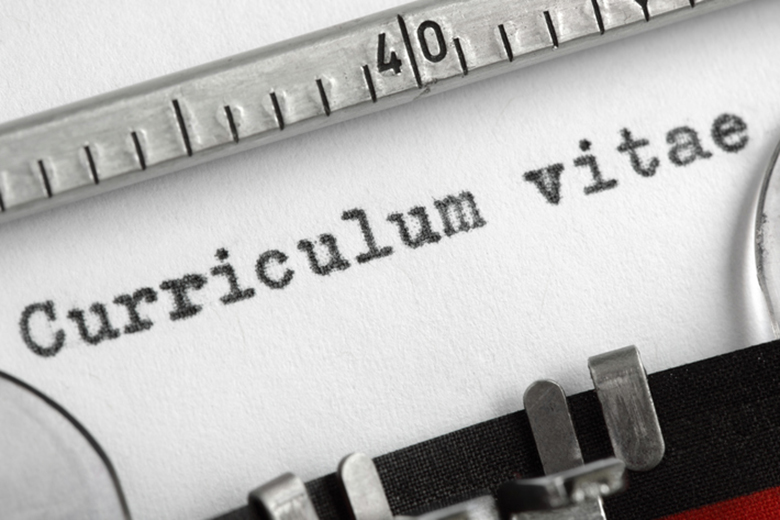 CV on typewriter CV on typewriter