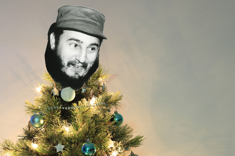 Fidel Castro mask on top of Christmas tree Fidel Castro mask on top of Christmas tree