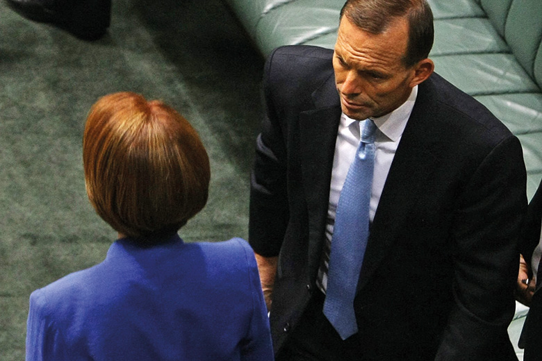 Julia Gillard and Tony Abbott, House of Representatives, Canberra, Australia Julia Gillard and Tony Abbott, House of Representatives, Canberra, Australia