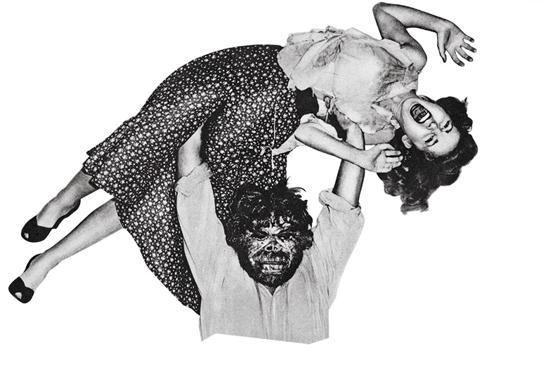 Monster carrying screaming woman