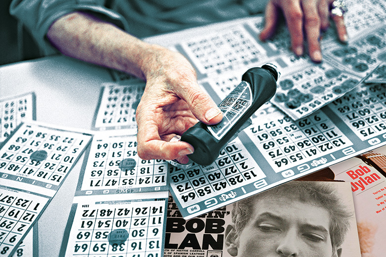 Retired academic playing bingo Retired academic playing bingo