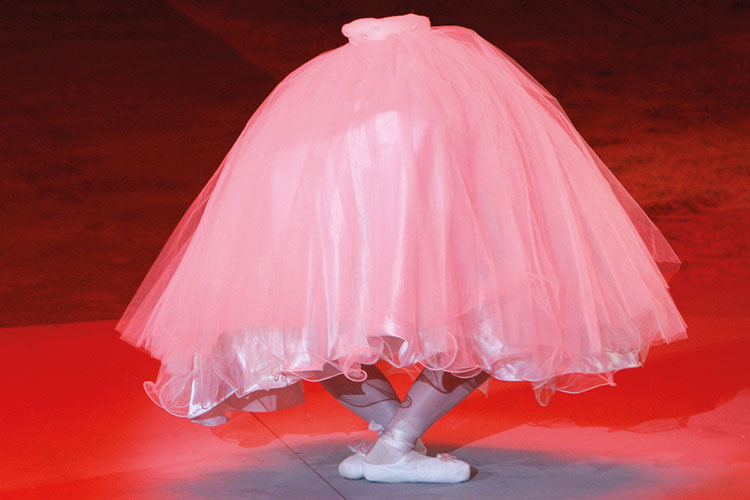 Russian clown Micha Usov performs with ballet costume Russian clown Micha Usov performs with ballet costume