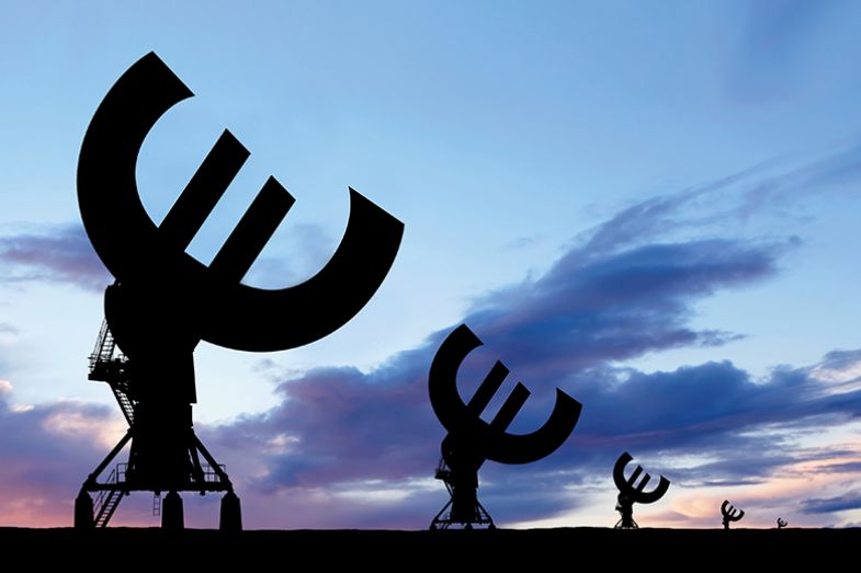 Radio telescopes with euro signs