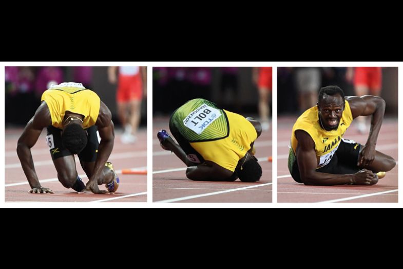 Usain Bolt falling Usain Bolt falling