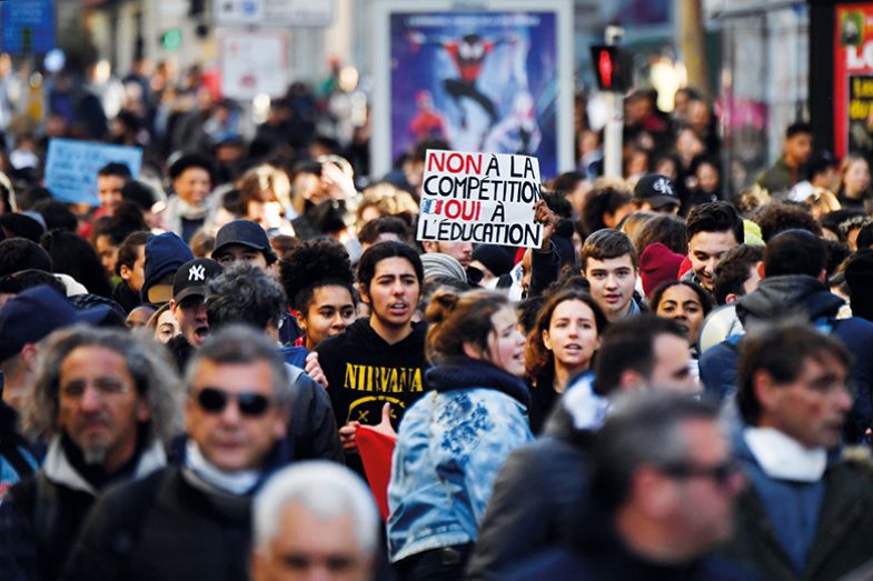 High school students take part in a demonstration in Marseille, southern France, against education reforms including stricter university entrance requirements High school students take part in a demonstration in Marseille, southern France, against education reforms including stricter university entrance requirements