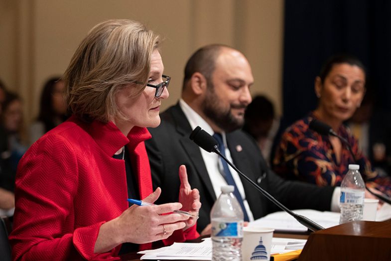Cynthia Miller-Idriss speaks during a House Subcommittee on Intelligence and Counterterrorism, Washington, DC.
