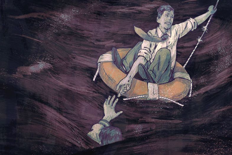 Illustration of student on a life ring Illustration of student on a life ring