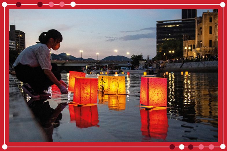 People release paper lanterns on the Motoyasu River beside the Hiroshima Prefectural Industrial Promotion Hall, commonly known as the atomic bomb dome, to mark the 77th anniversary of the world’s first atomic bomb attack in Hiroshima on 6 August 2022. People release paper lanterns on the Motoyasu River beside the Hiroshima Prefectural Industrial Promotion Hall, commonly known as the atomic bomb dome, to mark the 77th anniversary of the world’s first atomic bomb attack in Hiroshima on 6 August 2022.