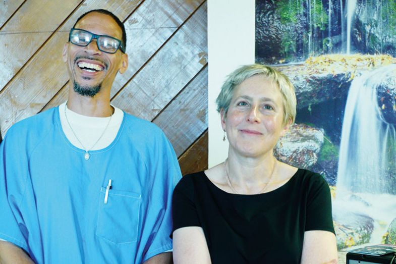 Jody Lewen and student Rahsaan Thomas Jody Lewen and student Rahsaan Thomas