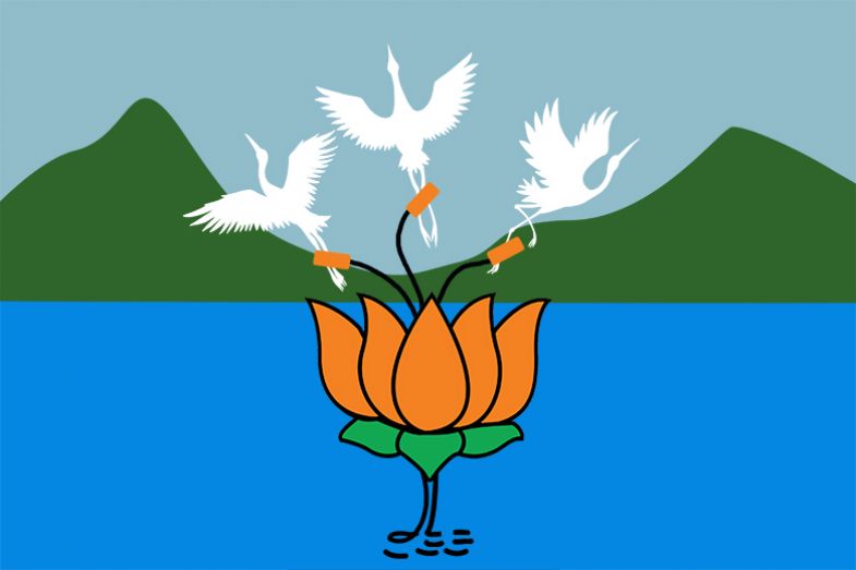 Birds trapped in stamens of a lotus flower (symbol of the BJP). To illustrate Indian universities being more likely to kowtow to authority.