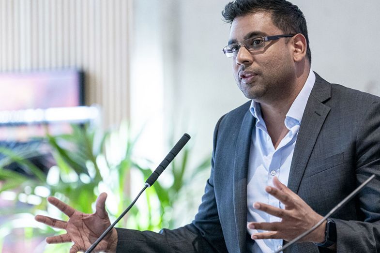 Michael Muthukrishna speaking at the LSE Festival – Positive Futures, June 2025.