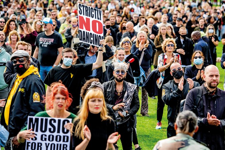 Club owners and party organisers at a protest in Amsterdam Club owners and party organisers at a protest in Amsterdam