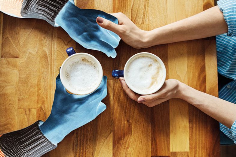 outline hands coffee outline hands coffee