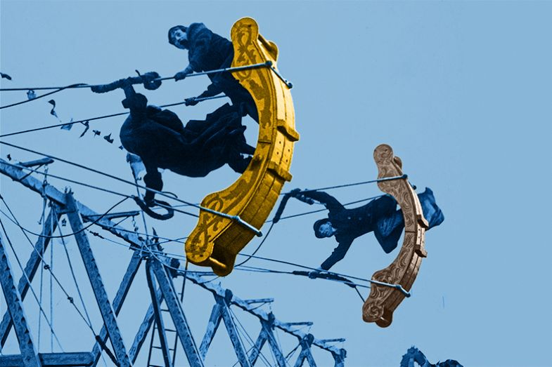 People on swings (coloured gold and bronze) at a fairground. To illustrate shifts in the purpose of the Teaching Excellence Framework. People on swings (coloured gold and bronze) at a fairground. To illustrate shifts in the purpose of the Teaching Excellence Framework.