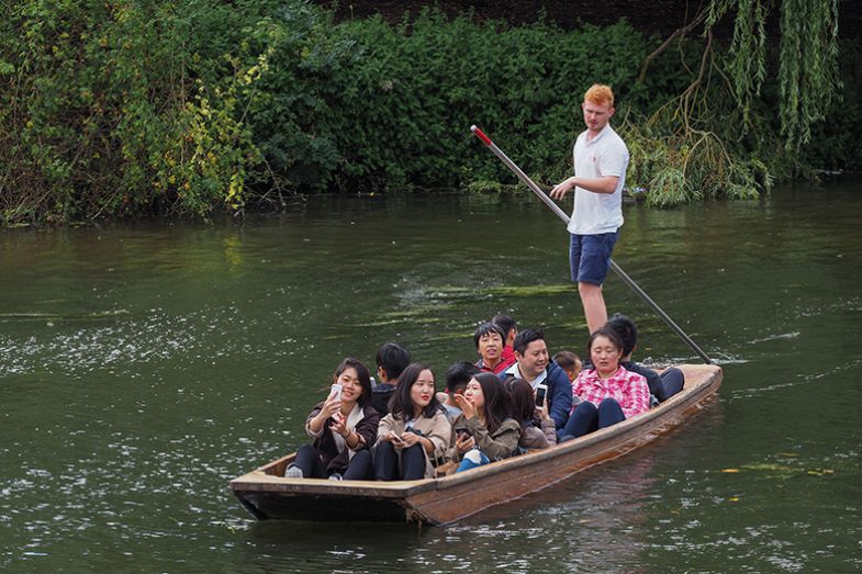 Young Chinese people punting Young Chinese people punting