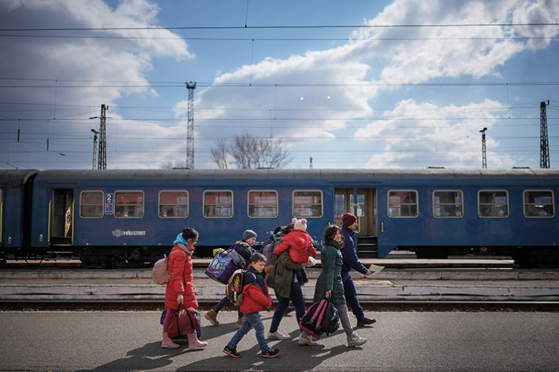 Refugees leaving Ukraine arrive at Záhony in Hungary Refugees leaving Ukraine arrive at Záhony in Hungary