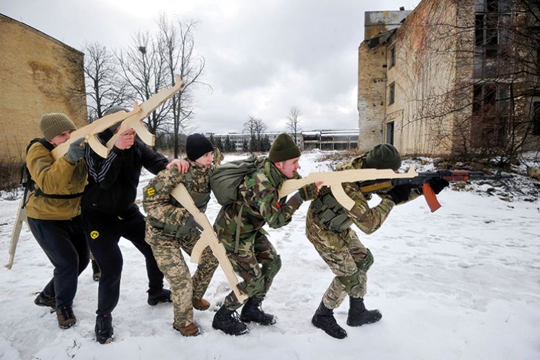 Ukrainian civilians received military training as preparation for the Russian invasion Ukrainian civilians received military training as preparation for the Russian invasion