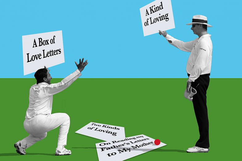 A cricketer appeals to the umpire, illustrating different views on the most appropriate title for an essay.