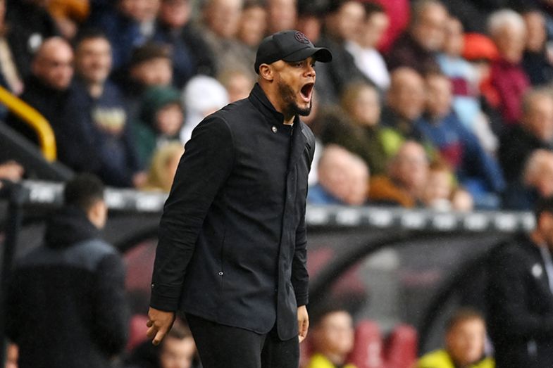 Vincent Kompany, manager of Burnley, reacts during the Premier League match between Burnley FC and Newcastle United at Turf Moor on 4 May 2024 in Burnley, England. Vincent Kompany, manager of Burnley, reacts during the Premier League match between Burnley FC and Newcastle United at Turf Moor on 4 May 2024 in Burnley, England.