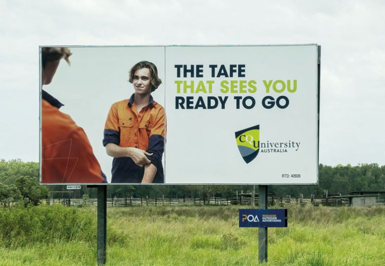 Bruce Highway, Townsville to Mackay, Queensland, Australia, Tafe University outdoor advertising billboard Bruce Highway, Townsville to Mackay, Queensland, Australia, Tafe University outdoor advertising billboard