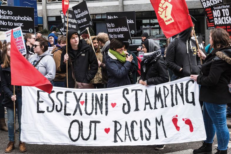Students from Essex University joined demonstrators gathered in London to participate in the Stand Up To Racism demonstration Students from Essex University joined demonstrators gathered in London to participate in the Stand Up To Racism demonstration