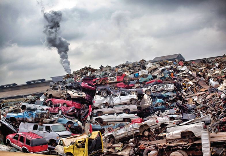 A vast scrapyard dominates the landscape in a spot that was once one of the busiest steel mills along the famous American Rust Belt    A vast scrapyard dominates the landscape in a spot that was once one of the busiest steel mills along the famous American Rust Belt