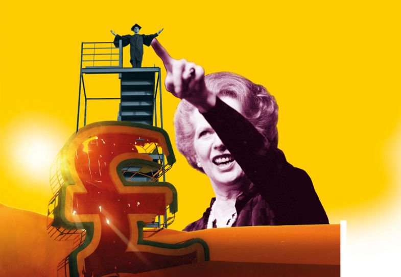 Margaret Thatcher pointing to a graduate Margaret Thatcher pointing to a graduate