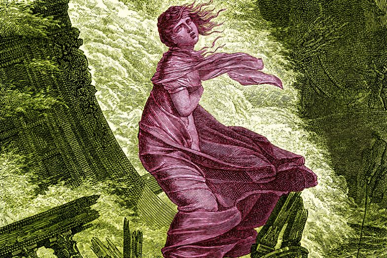 Illustration of a woman in a storm Illustration of a woman in a storm