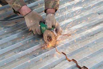 A huge number of sparks fly in different directions when you cut metal