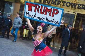 Anti-Donald Trump protestors demonstrating outside Trump Tower, New York Anti-Donald Trump protestors demonstrating outside Trump Tower, New York