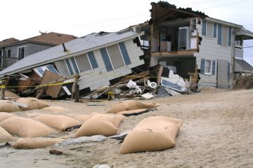 Beach house destroyed by hurricane