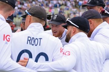 England captain Ben Stokes speaks to teammates in the huddle during day two of the Ashes 1st Test Match between England and Australia at Edgbaston on 17 June 2023. To illustrate leadership.