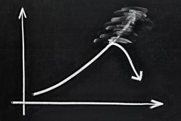 A graph on a blackboard turns downwards