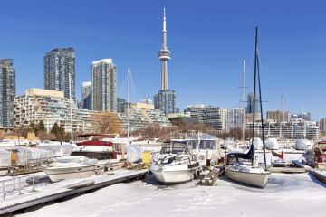Boats at Toronto Harbourfront marina in winter Boats at Toronto Harbourfront marina in winter