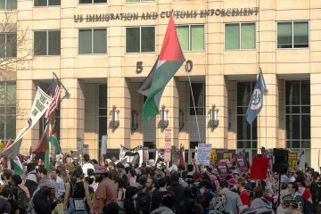 Protesters in front of the ICE building in Washington, D.C.