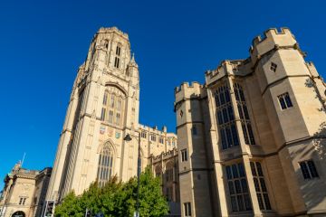 Bristol England September 07, 2018 The Wills Memorial Tower of Bristol University Seen from Park Row