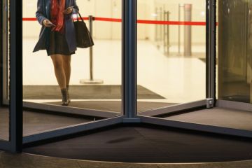 Business woman leaving the office