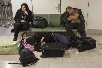 Cancelled flight passengers, Heathrow Airport, London, 2012 Cancelled flight passengers, Heathrow Airport, London, 2012