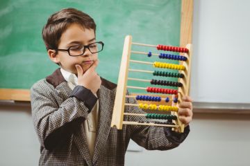 Child with abacus