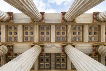A Greek colonnade, seen from below A Greek colonnade, seen from below