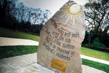 Commemorative stone marking opposition to tuition fees, Heriot-Watt University Commemorative stone marking opposition to tuition fees, Heriot-Watt University