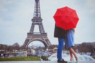 Couple kissing near Eiffel Tower illustrating a story about the court case over University of Paris name
