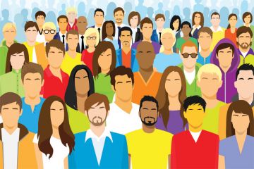 Crowd of students facing forwards (illustration) Crowd of students facing forwards (illustration)