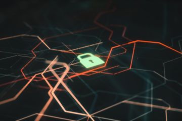 Cyber Technology Security Protection Screen, Advanced Cloud Data Security System, Futuristic Technology Background, 3d Rendering stock photo