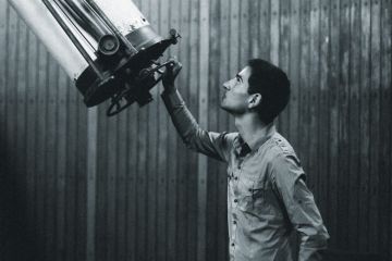 David Sobral, Lancaster University, looking at telescope David Sobral, Lancaster University, looking at telescope